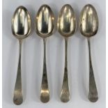 A hallmarked silver set of 3 Old English tablespoons, monogrammed, 'bottom marked', London 1751,