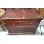 A late Victorian stained pine blanket chest with lower drawer, 94cm
