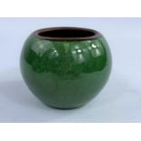 A small globular Chinese monochrome crackle glaze squat globular vase the rim unglazed, height 6.5cm