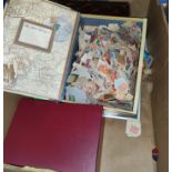 FRANCE: a decorated album of commemoratives, a box of unsorted stamps; stamp catalogues etc