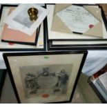 Two Pharmaceutical Society certificates, other related prints and items