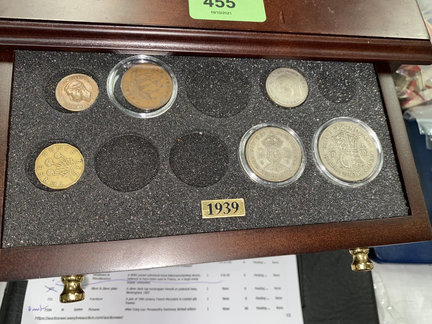 GB coin sets 1939-1945 in cabinet (not complete) - Image 3 of 4