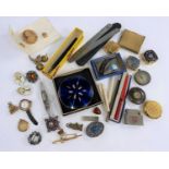 A quantity of costume jewellery; a compact; other items.