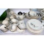 A Royal Doulton Bamboo part dinner and tea service including teapot, coffee cups, tea cups,