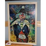Richard Weisbrod: three quarter length impressionist portrait of a clown, oil on board, signed, 72 x