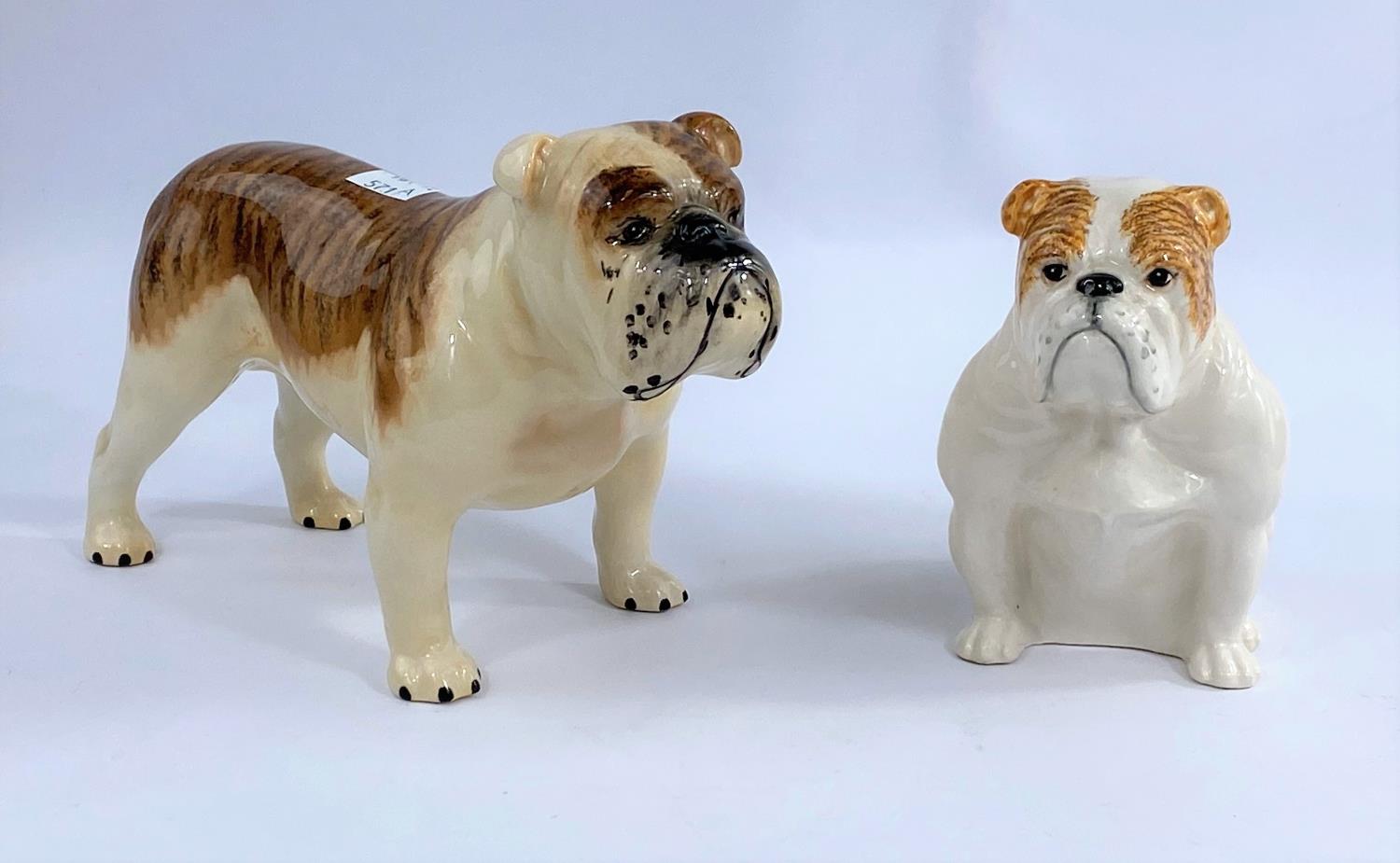 A large Beswick Bulldog Basford British Mascot 965, and a smaller seated Beswick bulldog 1872