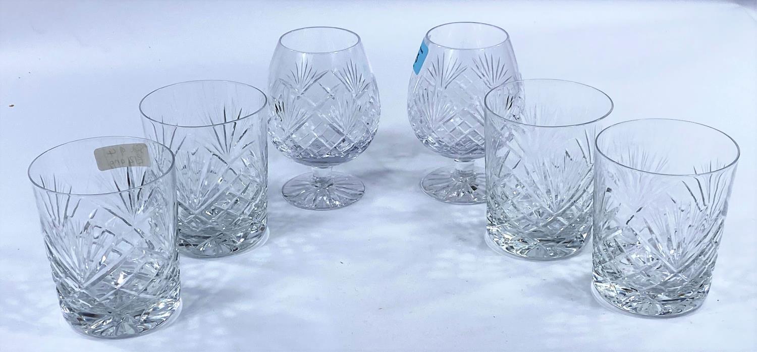 A set of four Royal Albert whiskey tumblers and two Royal Doulton brandy glasses