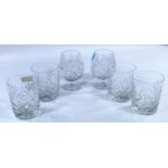 A set of four Royal Albert whiskey tumblers and two Royal Doulton brandy glasses