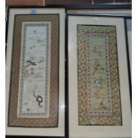 A pair of Chinese embroidered silk pictures, framed and glazed