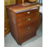 An Edwardian mahogany 4 height chest on pedestal with inset brass handles; a similar 8 drawer chest