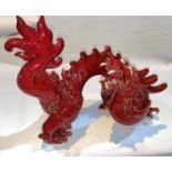 A Chinese red glazed models of a dragon, length 40cm