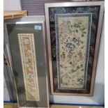 Two Chinese silk pictures, framed and glazed
