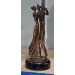 A bronze figure group of ballroom dancers, signed KIM.B., 24 cm overall