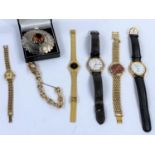 A gents wristwatch by Labarre, Paris, boxed; 4 other watches; a Swarovski gilt metal bracelet; etc.