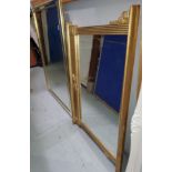 A gilt framed traditional style rectangular over mantel mirror, size 59x86cm; another large modern