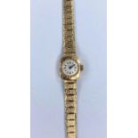 A ladies Bentima wristwatch on 9 carat hallmarked gold bracelet, 15 gm gross