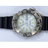 A Seiko Automatic dive watch, early SKX model mould with stainless steel bezel with white dial, on