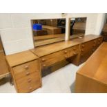 A1960's teak 3 piece bedroom suite comprising 4 drawer dressing table, 8 drawer chest and 4 drawer
