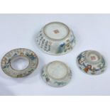 A Selection of small Chinese lids or dishes, two with seal marks to base (some damage)