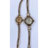 A ladies Hefik wristwatch on 9 carat hallmarked gold bracelet, 14 gm gross; a ladies 9 carat
