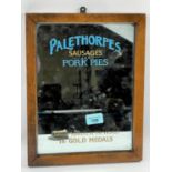 A Palethorpe's Sausages & Pork Pies advertising mirror 'Largest Maker in the World, 14 Gold Medals',