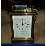 A 20th century brass carriage clock with 8 day timepiece movement, Matthew Norman, London, 11 cm