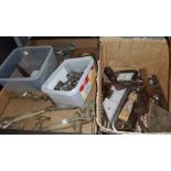 A quantity of brass barrel taps etc; a quantity of tools