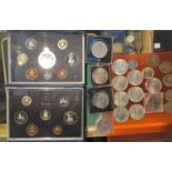 Two cased proof sets of UK coinage, 1988 & 1993; a George V silver jubilee medallion, cased; various