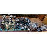 A selection of silver plated wares including tankards, goblets etc