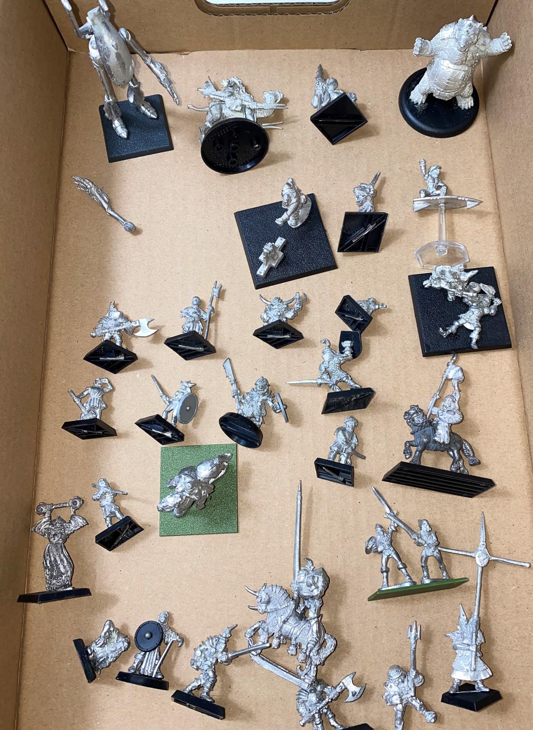 A selection of unpainted vintage Games Workshop Citadel Games, and some others, mainly Warhammer