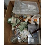 A selection of collectables: lighter; cut glass drops; etc.