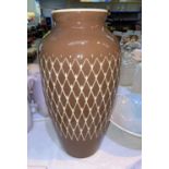 A Royal Lancastrian ovoid vase wih graffito geometric pattern on brown ground, 38cm high and a