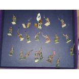 A selection of vintage Britains style painted metal table top war miniatures of crusade spearmen