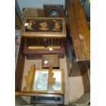 A selection of decorative boxes; photo frames; etc.