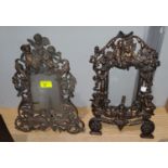 Two late 19th century free standing photo frames in cast and anodised metal