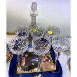 6 crystal hock glasses and matching decanter