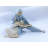 A LLADRO porcelain figure group of clown and ballerina, 39cm