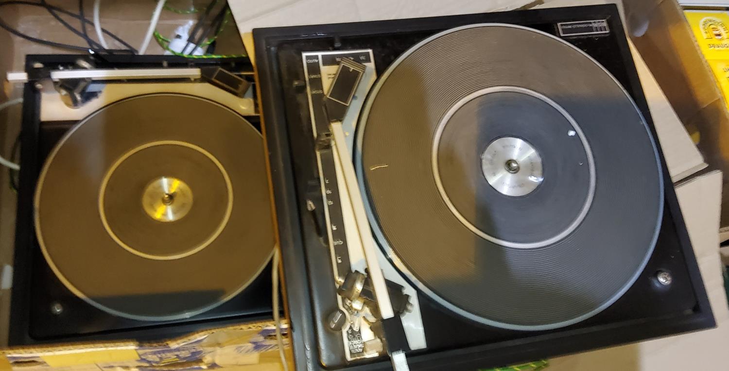 2 mid- 20th century BSR Mc Donald MP60 record players, no lids, (sold as collectors items only)