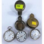 3 silver cased open face key wound pocket watches, 2 "Ache Lever" and a similar watch, 2 in outer