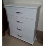 A set of four height modern white drawers