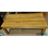 A modern light oak coffee table 120 x 60cm