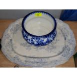 Losol-ware Cavendish blue and white vase (hairline crack to base) a large Victorian blue and white