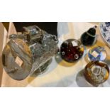 A Caithness paperweight and 3 other collectors' paperweights; a silver plated coal scuttle with