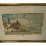 PAUL MARNY. FRENCH BRITISH 1829-1914 Frankfurt from the river. Signed. Watercolour 11¼' x 19½'