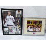 Popular Culture. Girls Aloud and Justin Timberlake. Signed photographs. Framed (2)