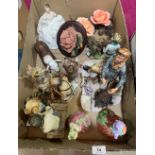 A box of Capodimonte and other figures