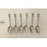 A set of six French silver armorial teaspoons. 1ozs 5dwts