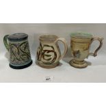 Three Denby Glyn Colledge Tankards, all signed to the bases