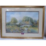 ENGLISH SCHOOL. 20TH CENTURY A cottage garden. Signed initials DC. Watercolour 13' x 20'