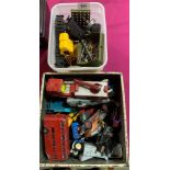 A collection of diecast model vehicles and a quantity of Meccano accessories